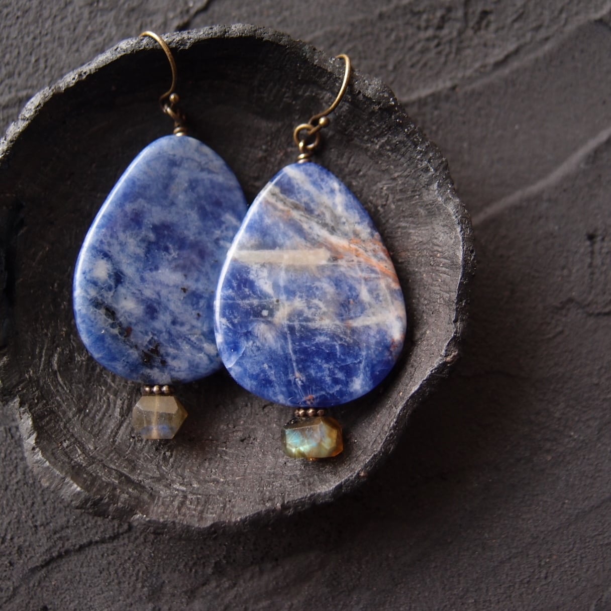 Sodalite × Labradorite Earrings/ソーダライト×ラブラドライトピアス