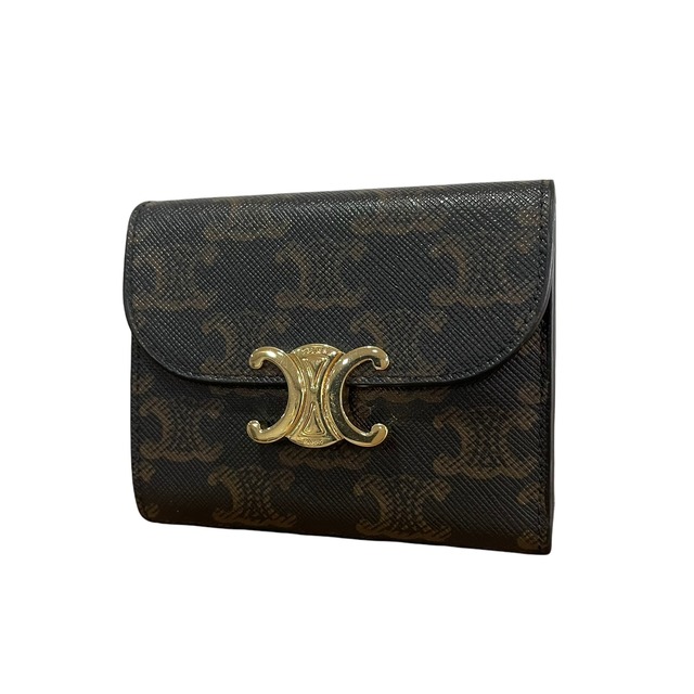 CELINE セリーヌ 財布 スモール トリオンフウォレット / トリオンフキャンバス タン