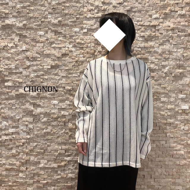 【CHIGNON】ストライプレースPO（8642-364KO）