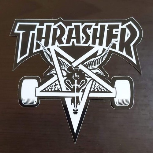 【ST-627】Thrasher Magazine スラッシャー スケートボード ステッカー Skate Goat ブラック×ホワイト