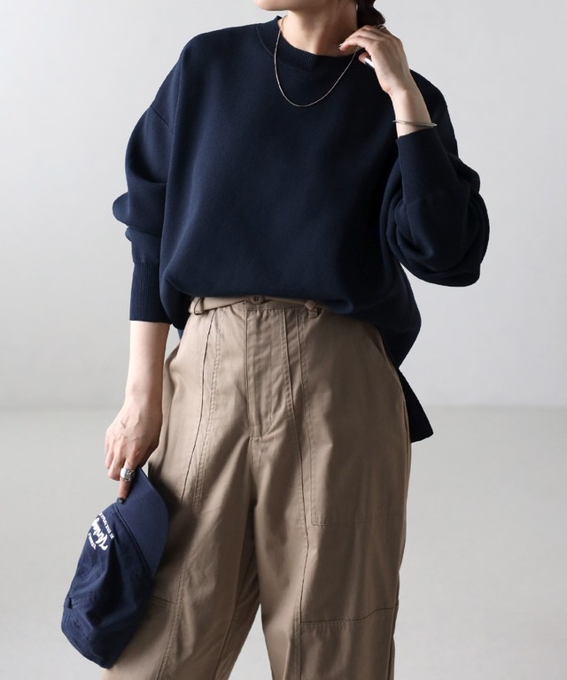 スウェットライクサイドスリットニットプルオーバー