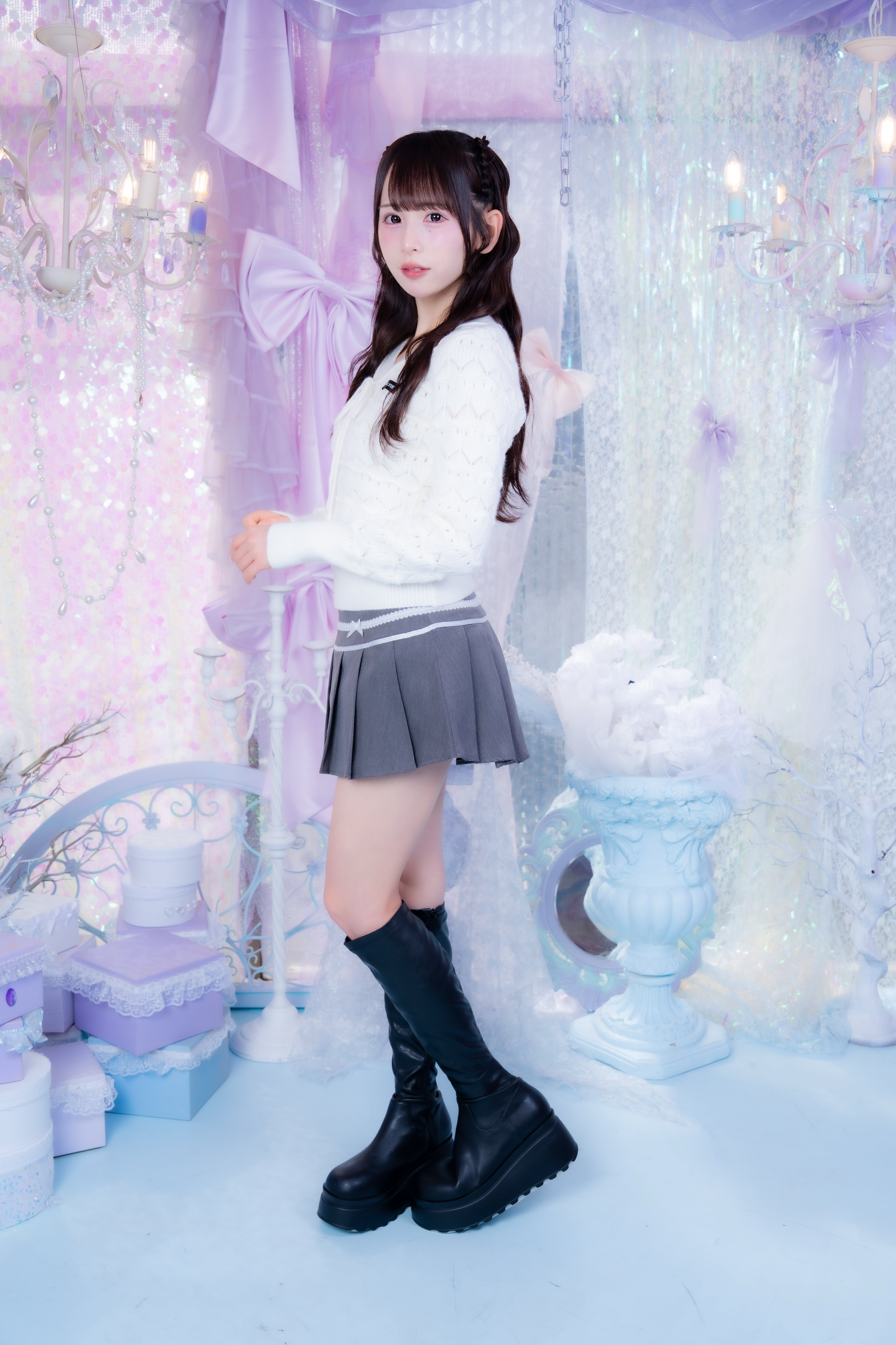 Sweet Ribbon Pleats Skirt