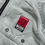 希少 レア 非売品 SUNTORY BOSS サントリーボス フード付き ナイロンジャケット ブルゾン /シルバー×ブラック/ボスジャン