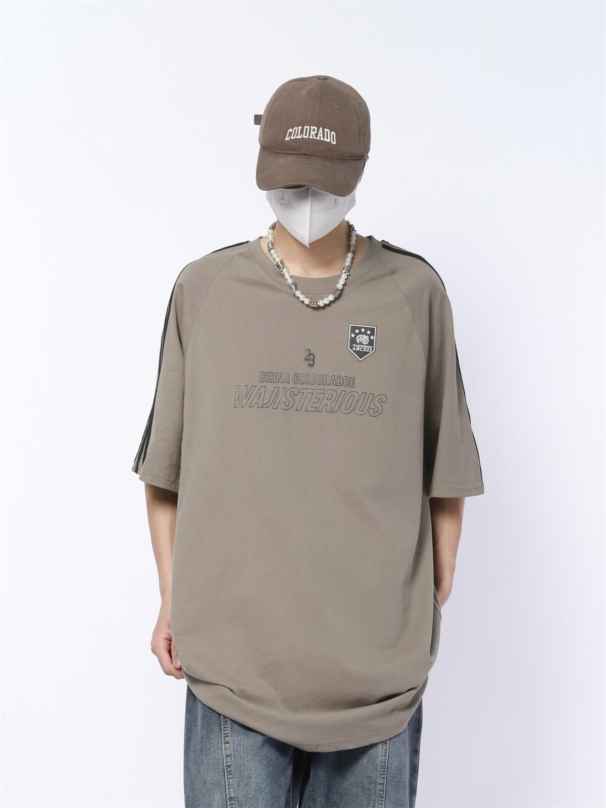 ★韓国★【MALBON】ダブル アートワーク ラウンド Tシャツ 韓国通販 dgo】3colors UNISEX レトロカレッジカジュアルTシャツ
