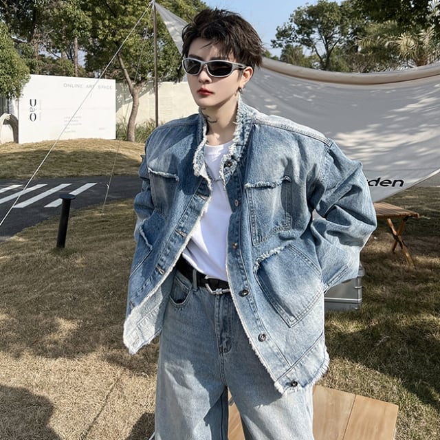 予約販売】メンズ セットアップ メンズ デニム カジュアル ダメージ