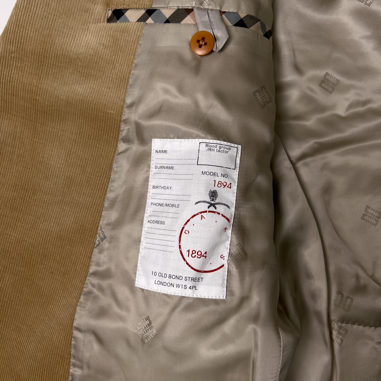 DAKS ダックス コーデュロイ 2B テーラードジャケット L/ベージュ