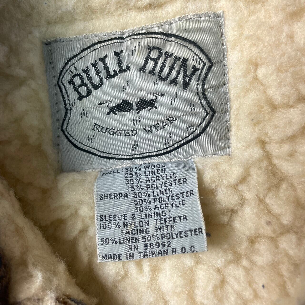 00年代 BULL RUN ウールジャケット 裏ボア チェック柄 メンズM 古着