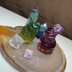 3.ペア☆カラフルフローライトうさぎさん