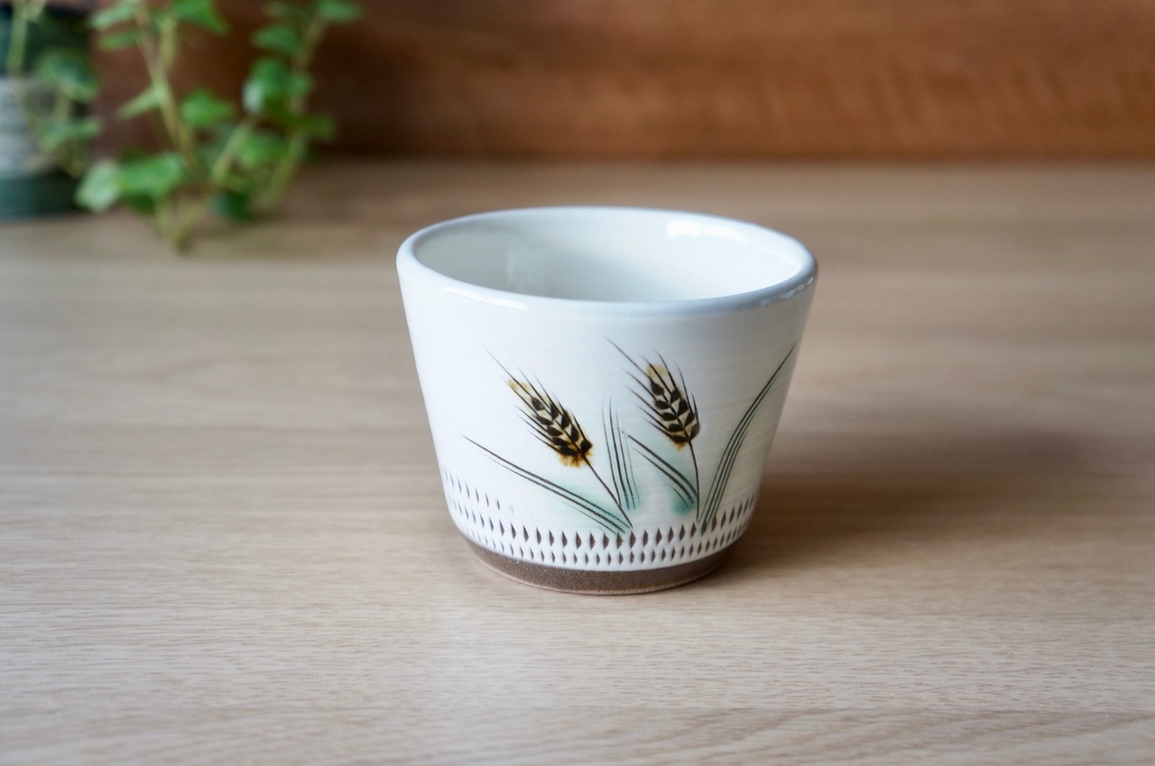 小石原焼　蔵人窯　蕎麦猪口　フリーカップ　麦 　②　［23-514］