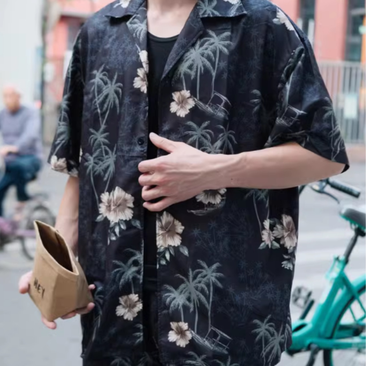 ハワイアン柄プリント半袖シャツ（別売りでセットアップのショーツあり）　0757