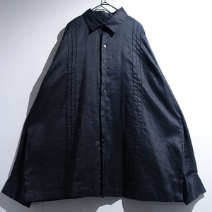 Black Line Embroidery Design Linen Shirt