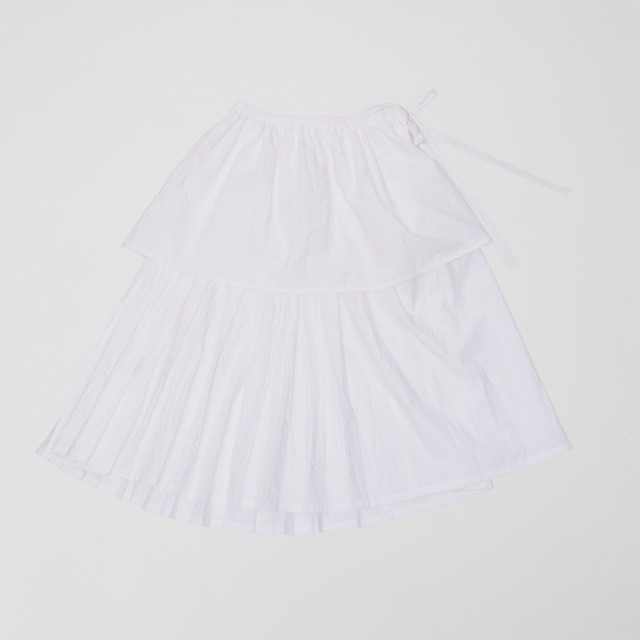 Pleats wrapped skirt/white