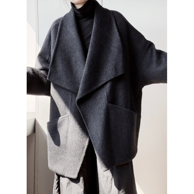 Asymmetric shawl collar coat C1647