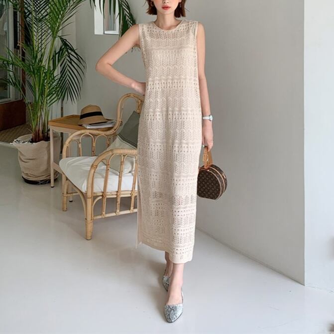 キャミソールインナー付きクロシェ編みワンピース Joroir