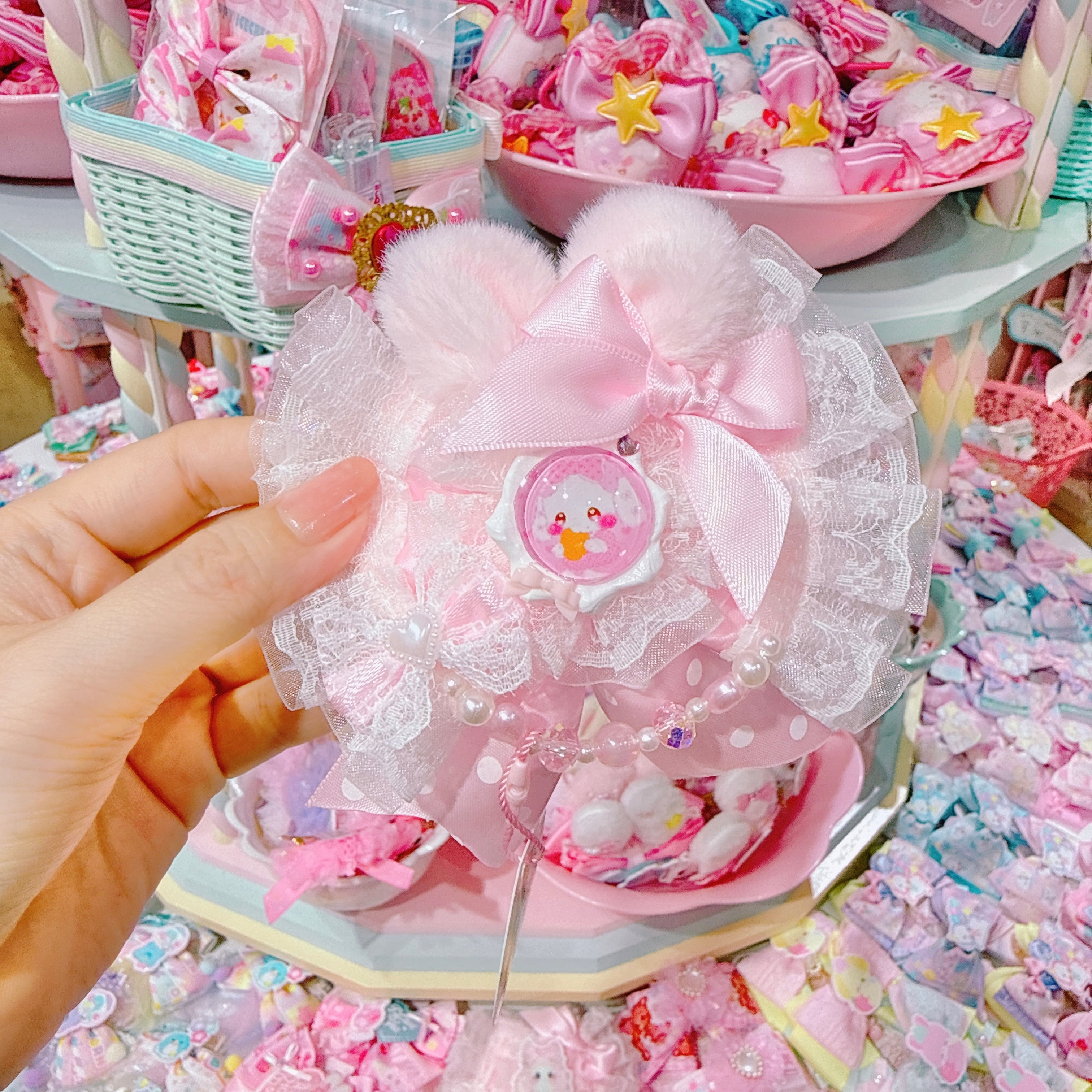 【C10】77-9ふわふわりぼんヘアクリップ