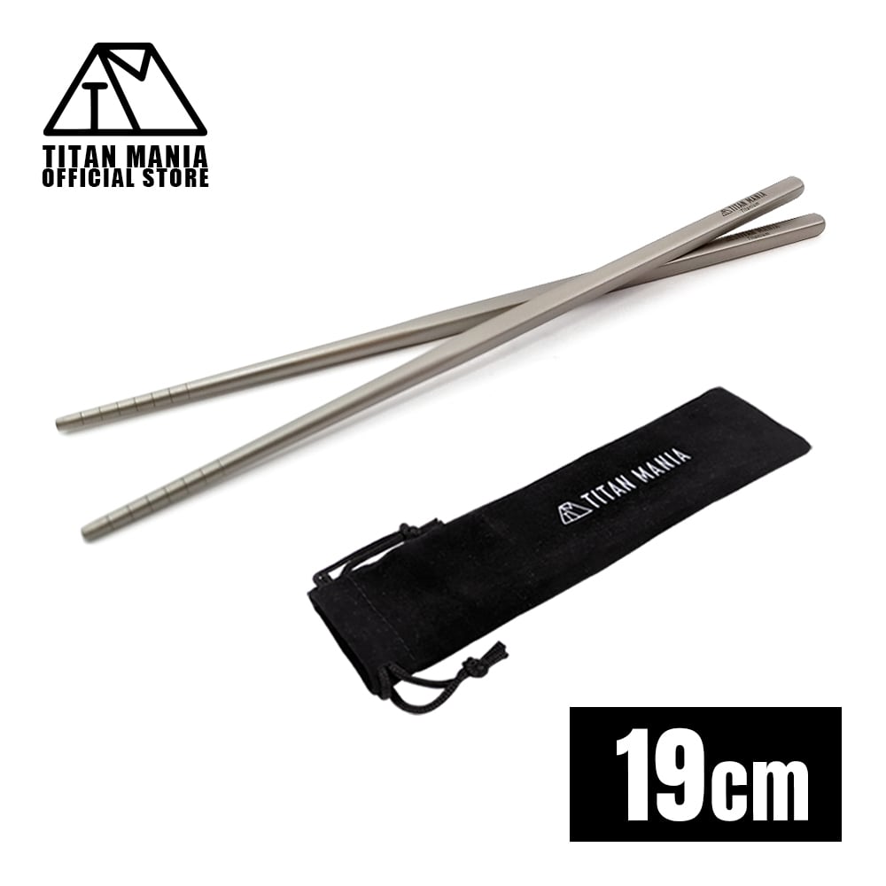 箸 チタン製 19cm 軽量 頑丈 角箸 小さい 短い 純チタン 1膳 滑り止め