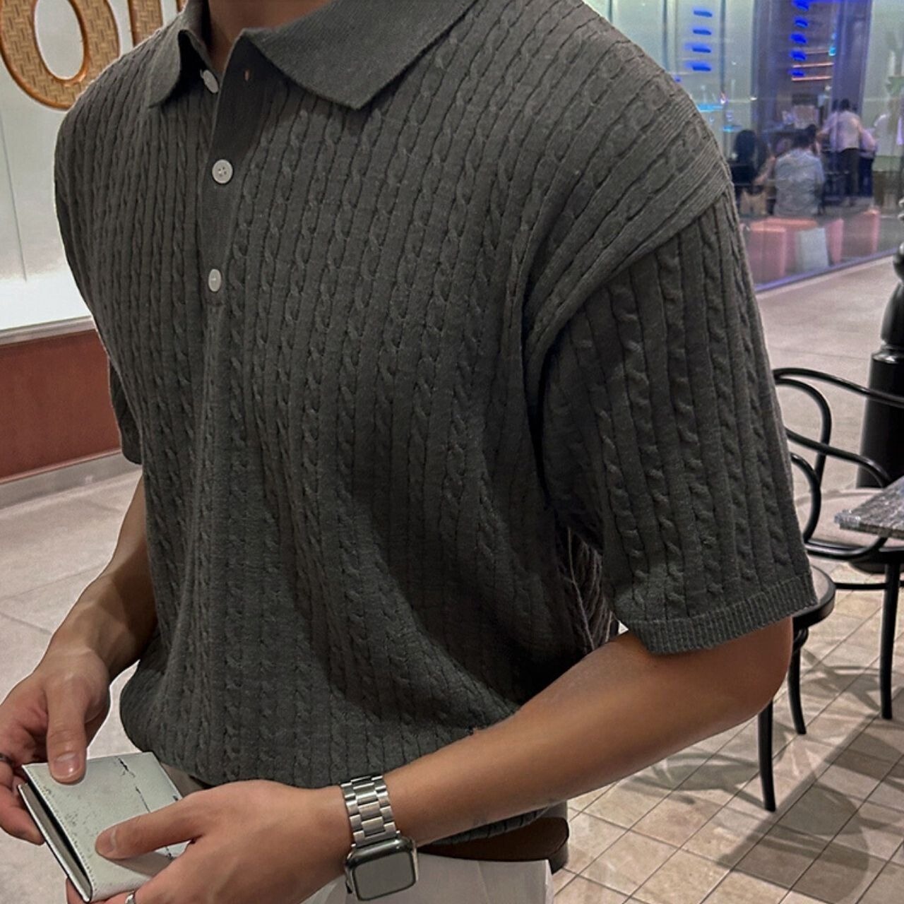 ケーブルニットポロシャツ　MT0080460