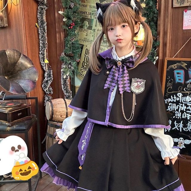 憧れの魔法学校の生徒に｜ケープとダイヤ柄リボンが可愛い「魔法学園風」制服セットアップで物語の主人公へ