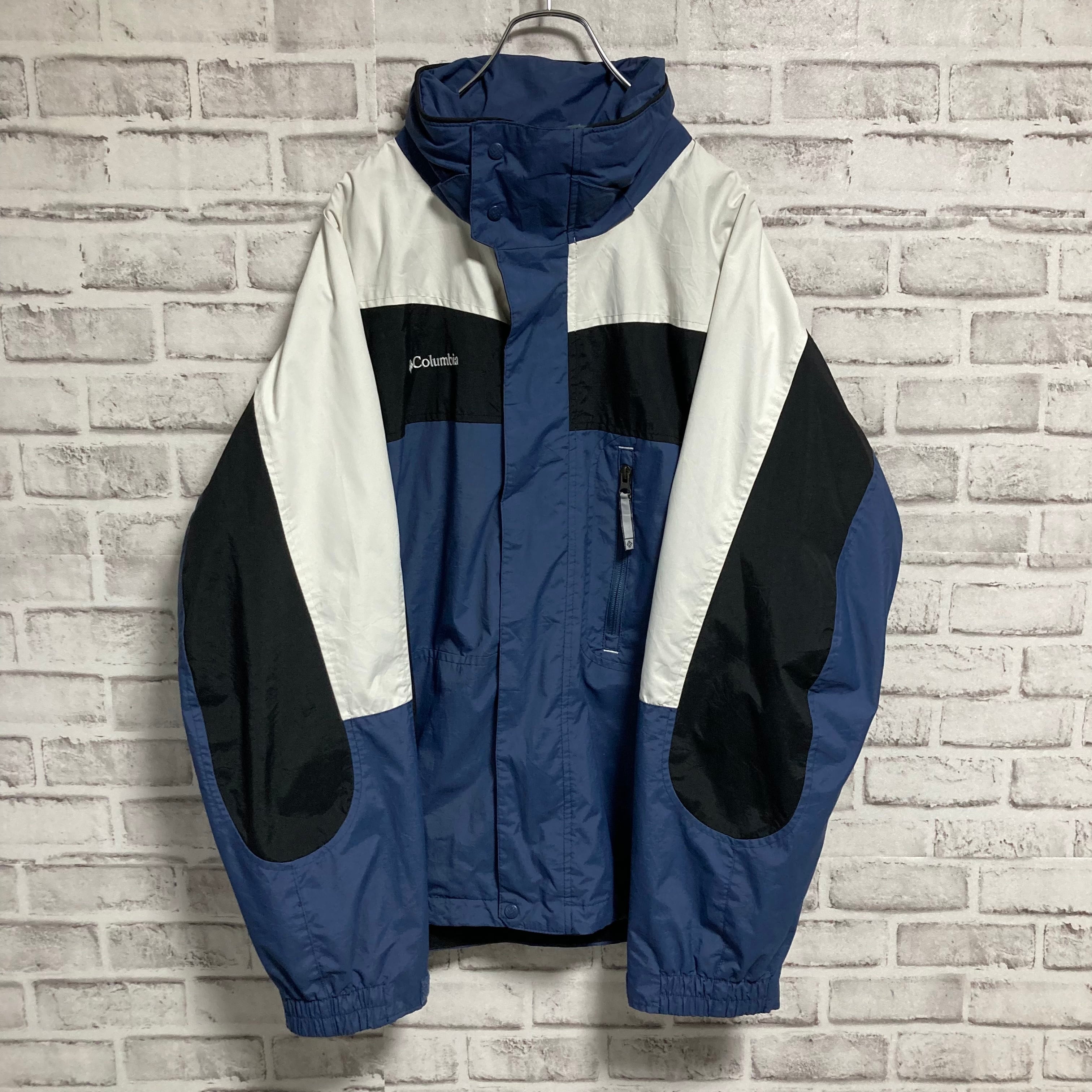 【Columbia】” INTERCHANGE” Nylon Jacket L相当 USA規格 コロンビア ナイロンジャケット マウンテンパーカー  撥水加工 刺繍ロゴ 胸ロゴ ワンポイントロゴ 切替 ビッグシルエット アウター USA アメリカ 古着