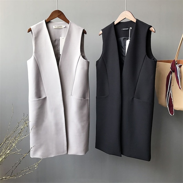 v-neck long vest  11689