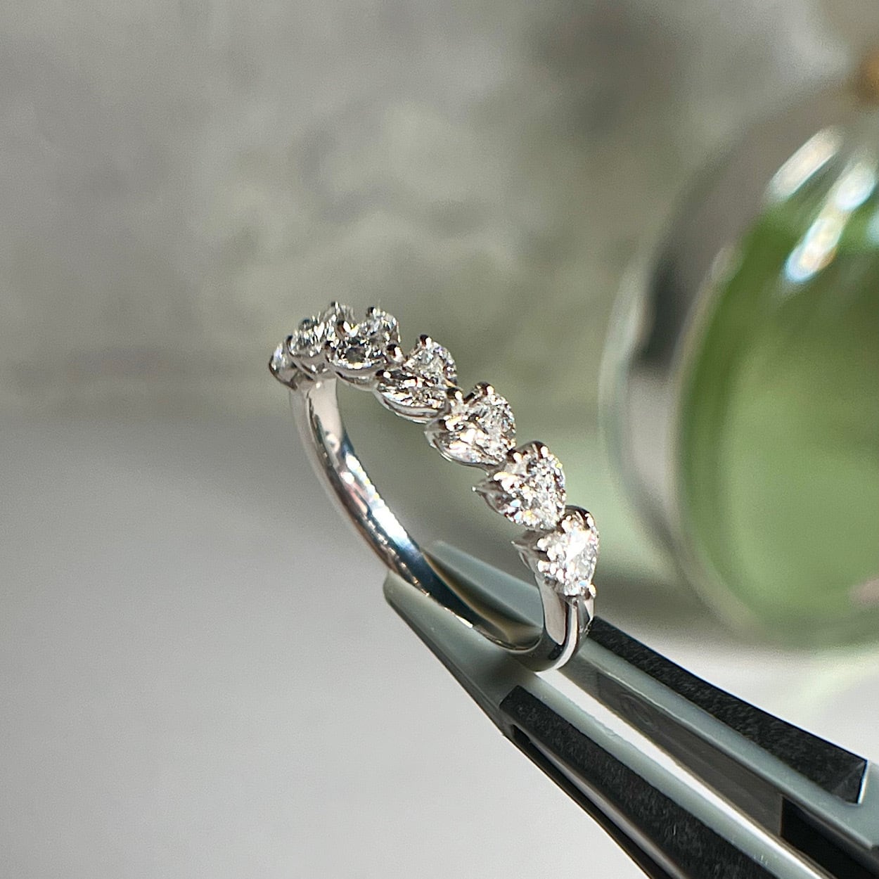 ハートシェイプカット ハーフエタニティ ダイヤモンドリング 1.02ct  