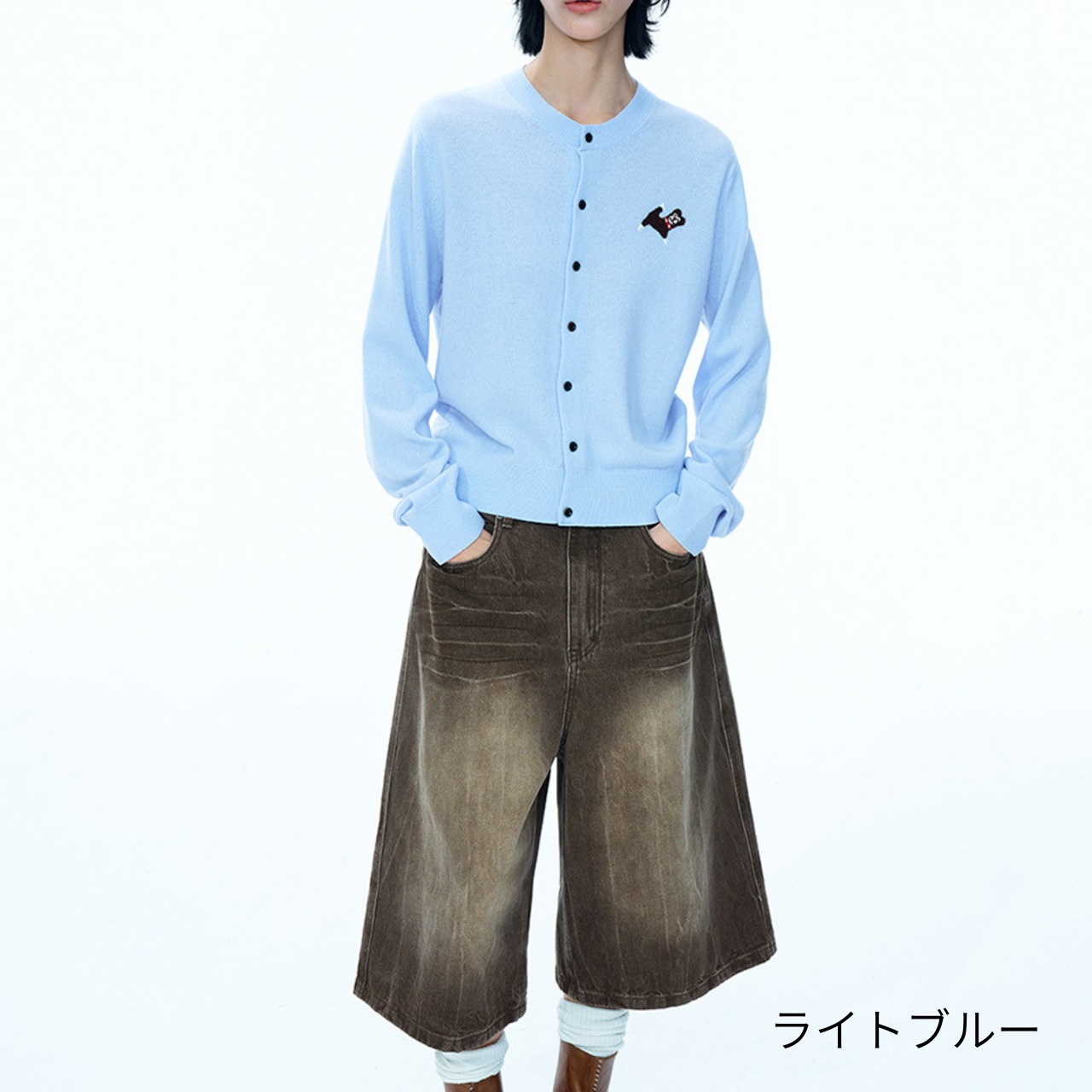 Dog Motif Knit Cardigan T3938