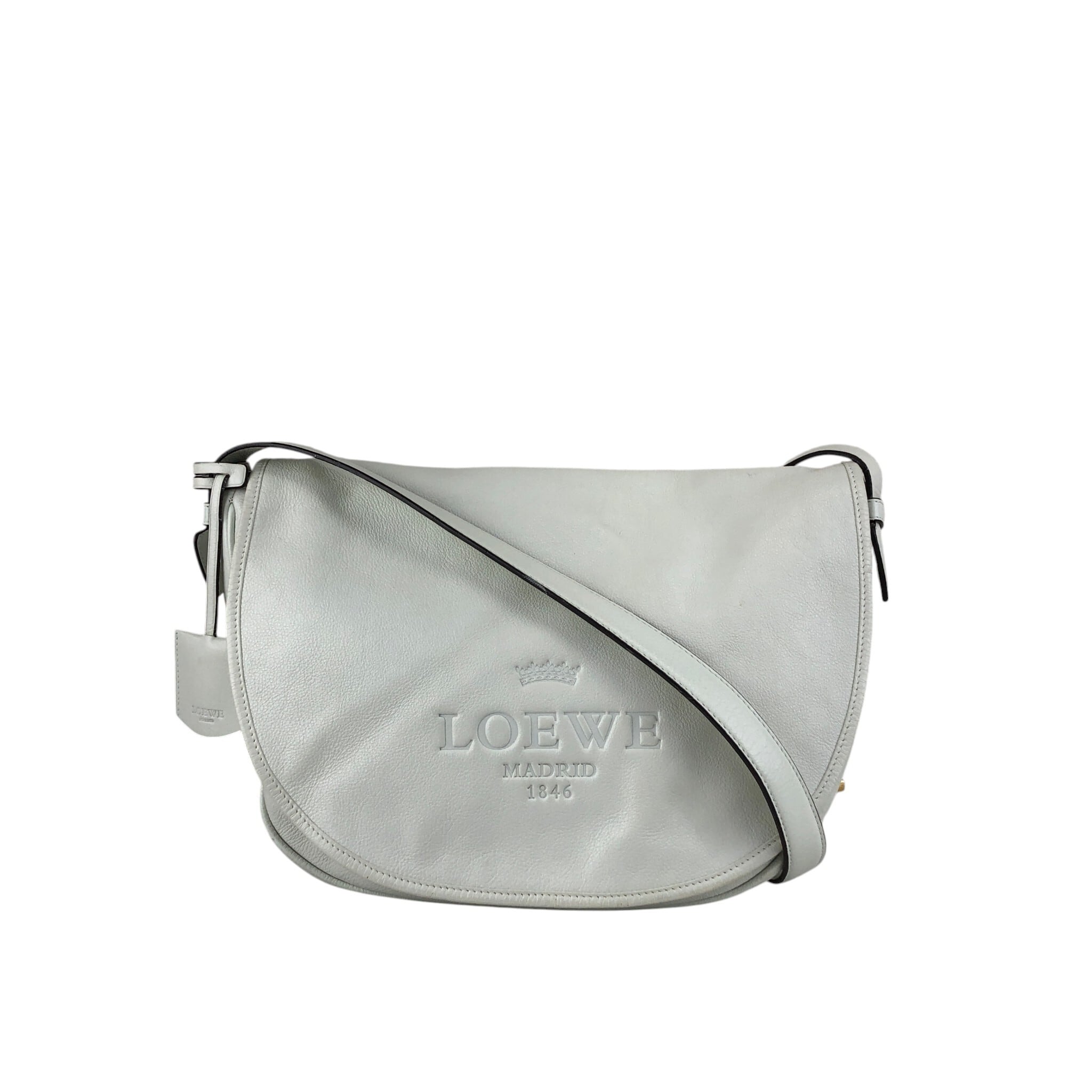 LOEWE ロエベ ヘリテージ ショルダーバッグ ホワイト ホワイト レザー