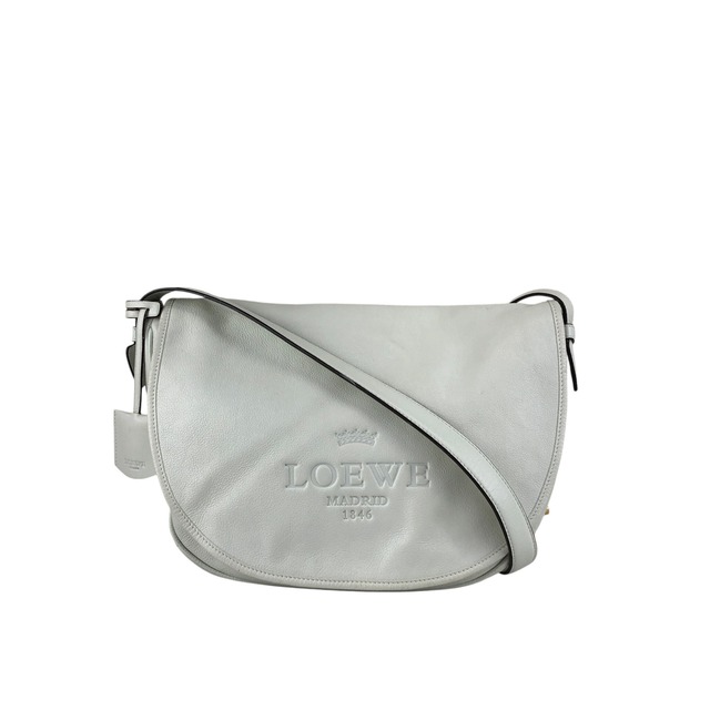 LOEWE ロエベ ヘリテージ ショルダーバッグ ホワイト ホワイト レザー フラップ vintage ヴィンテージ オールド zpjrde