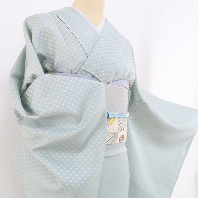 新品 単衣 鈴乃屋謹製 着物“お洒落心に明かりを灯し”仕付け糸付 お召 4185