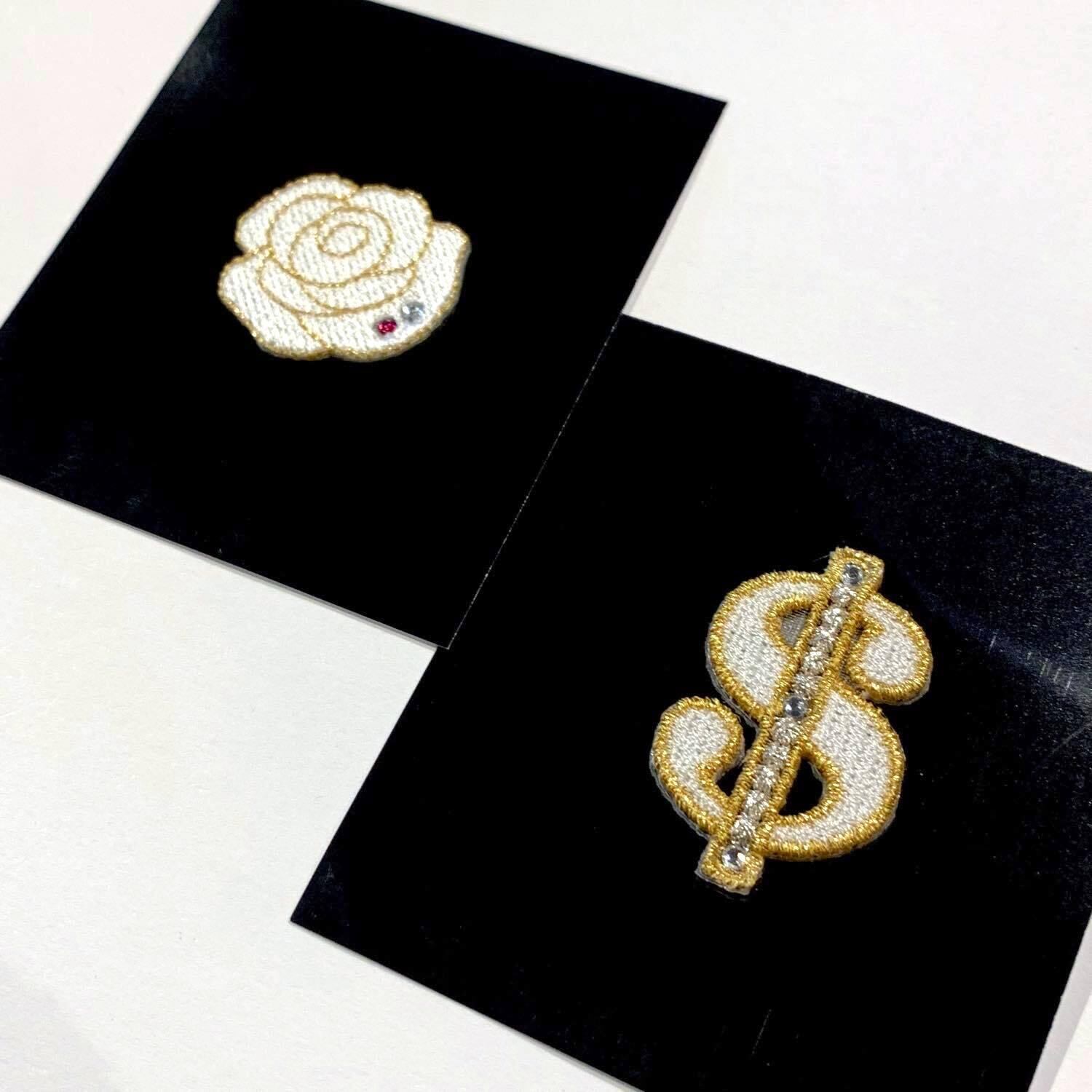 ゴールド縁ワッペン（バラ） | Dua-アクセサリーパーツショップ