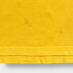 【P2】刺繍 カレッジロゴ コロラド州立大学 Tシャツ COLORADO STATE アーチロゴ L 袖ロゴ イエロー US古着