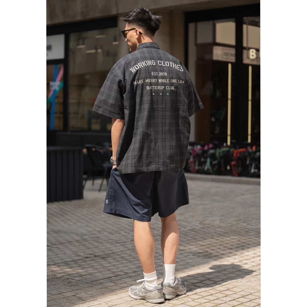 Plaid back print work shirt 1429 - 4