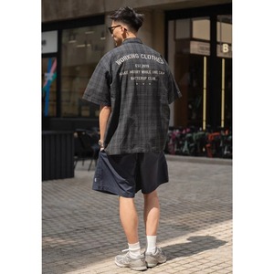 Plaid back print work shirt 1429