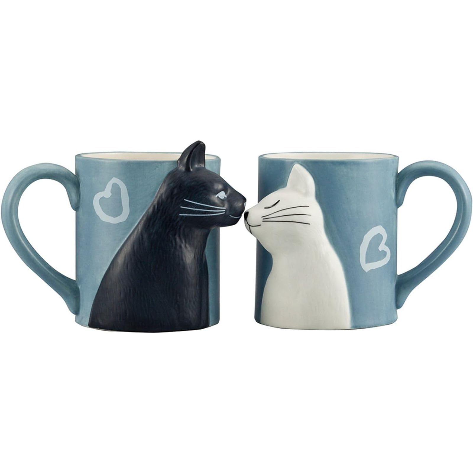 【新着特価】サンアート かわいい食器 「 黒ねこと白ねこ 」 マグカップ ペア キス 猫 ペア食器 雑貨 330ml グレー プレゼント 猫グッズ ねこコップ SAN2754-2