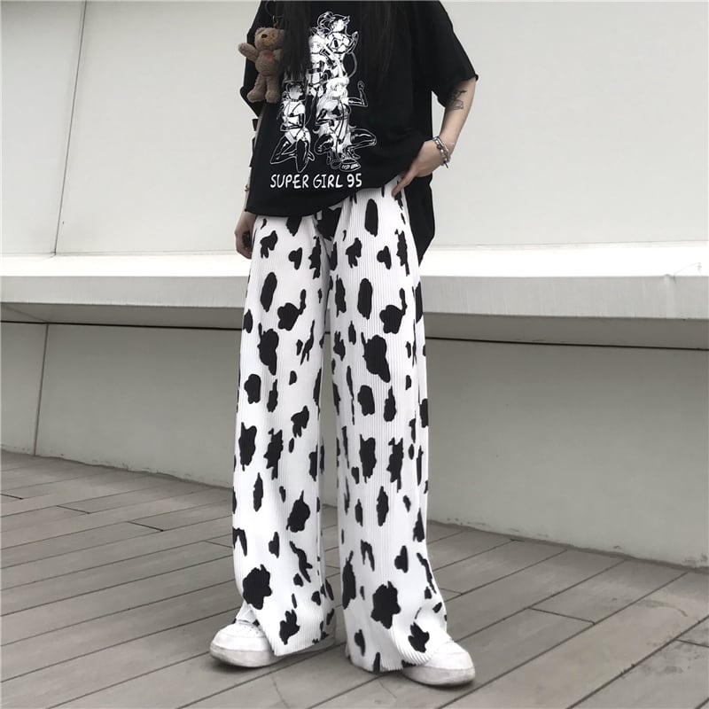 ワイドパンツ 牛柄 ウエストゴム ハイウエスト ストレート 韓国ファッション レディース アニマル柄 白黒 ボトムス ストリート系 ストリートファッション Cow Pattern Thin Straight Wide Leg Pants Dtc Value Rave Notice バリューレイヴノーティス ワイドパンツ 牛柄 ウエストゴム ハイウエスト ストレート 韓国ファッション レディース アニマル柄 白黒 ボトムス ストリート系 ストリートファッション Cow Pattern Thin Straight Wide Leg Pants Dtc Value Rave Notice バリューレイヴノーティス
