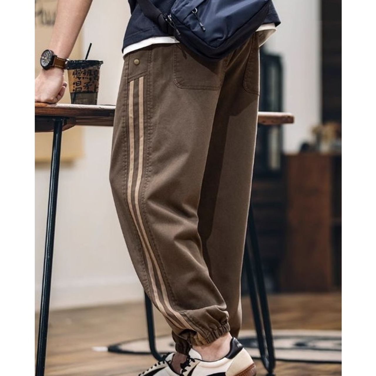 Snap Button Fly Drawcord Jogger Pants ◇2color H0655