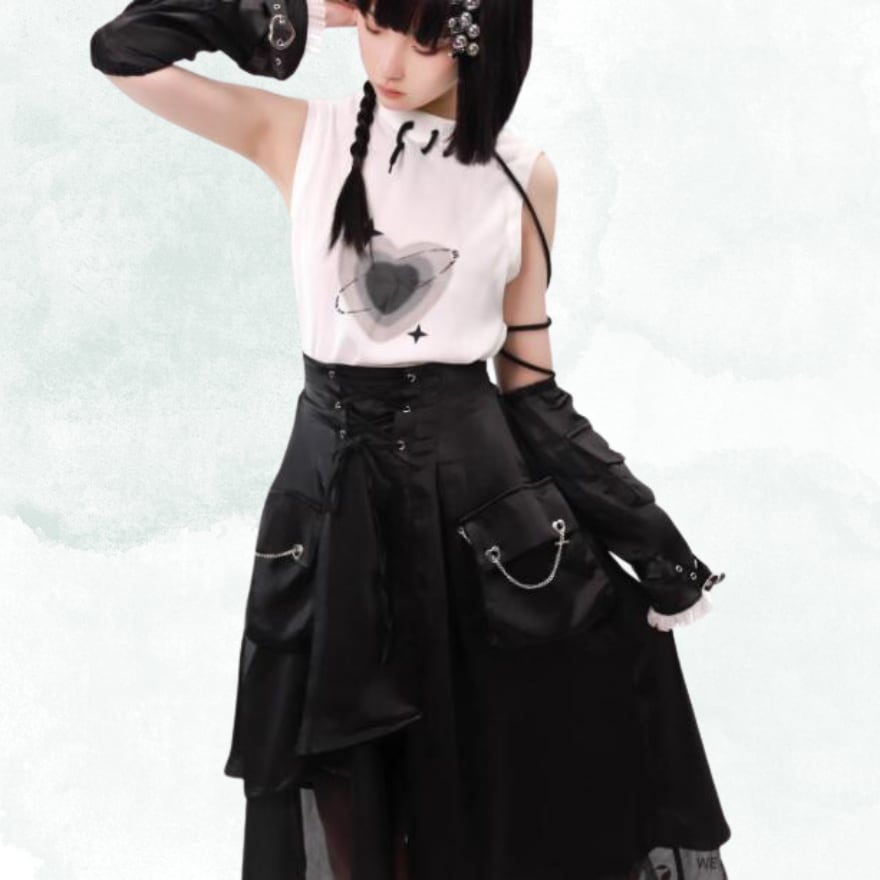 地雷系量産型サブカル系お洋服 サブカル 服 地雷系 通販 ブランド pinksavior スリーブカバーポケット