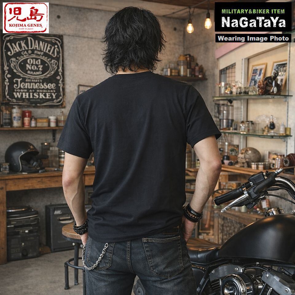 豪華で新しい ス 児島ジーンズ RNB-6540 ロゴTシャツ ブラック Mサイズ