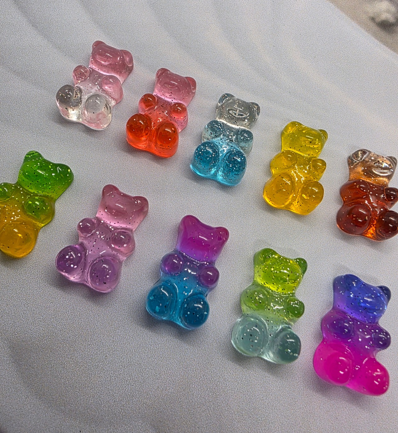 [10個]キラキラ グラデ ベアグミ／10色:19mm×10mm
