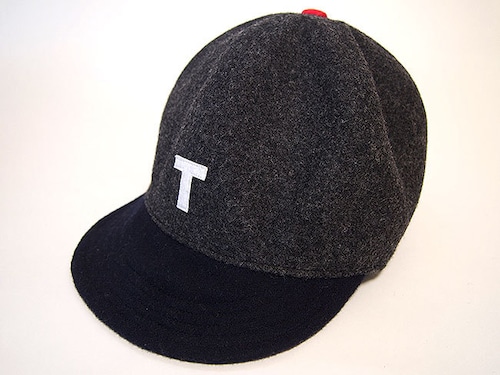 ウール ベースボールキャップ 64㎝ "WOOL BASE BALL CAP" (GRAY×NAVY "T" 64)