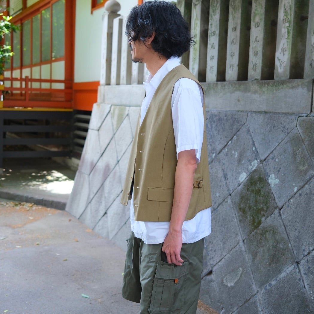 KENNETH FIELD(ケネスフィールド) /IRON VEST RIPSTOP-KHAKI-(26SS-15