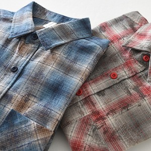 【M-3XL】Washed Check Long Sleeve Shirt / ウォッシュ チェック 長袖 シャツ