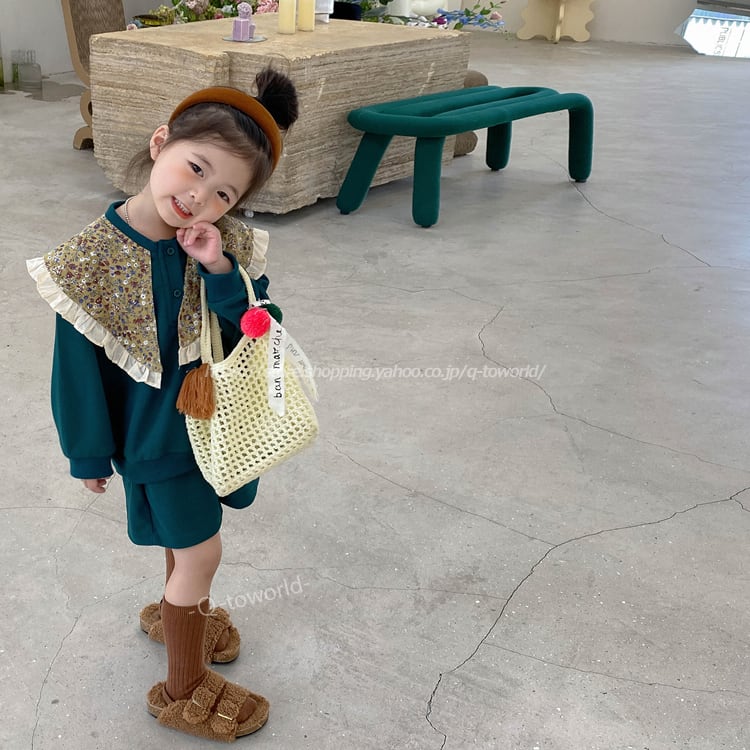 90 140 セットアップ ヴィンテージ トップス パンツ 2点セット 長袖 女の子 秋冬 子供服 女の子 人気 カジュアル 韓国版 可愛い Q Toworld キュートワールド 子供服