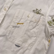 Mademoiselle NON NON マドモアゼルノンノン 刺繍入り 総柄 長袖シャツ サイズ 38 M /ホワイト/パパス/日本製