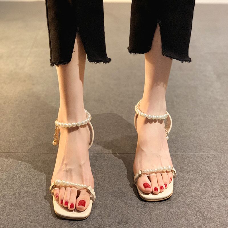 サンダルサマースタイルパールヒール ハイヒール 靴 シューズ 夏物 真珠 フェイクシューズ96872612675