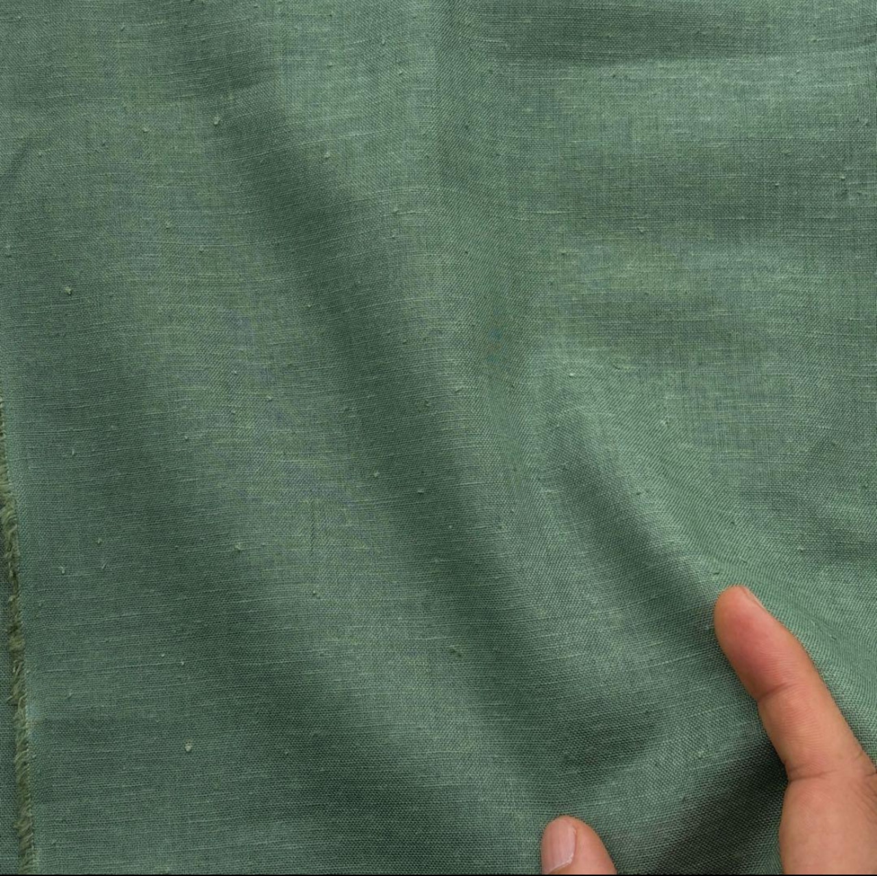 TC486◆2.5m◆M◆コットンリネン混ネップクロス生地◆グリーン系
