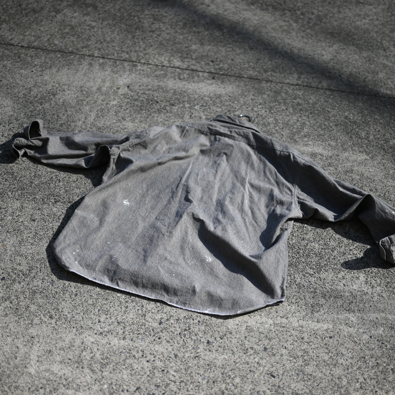 INTERIM / MILK PAINT VINTAGE WASH BLACK SHUTTLE CHAMBRAY HYPER BIG US NAVY WORK SHIRT TYPE2