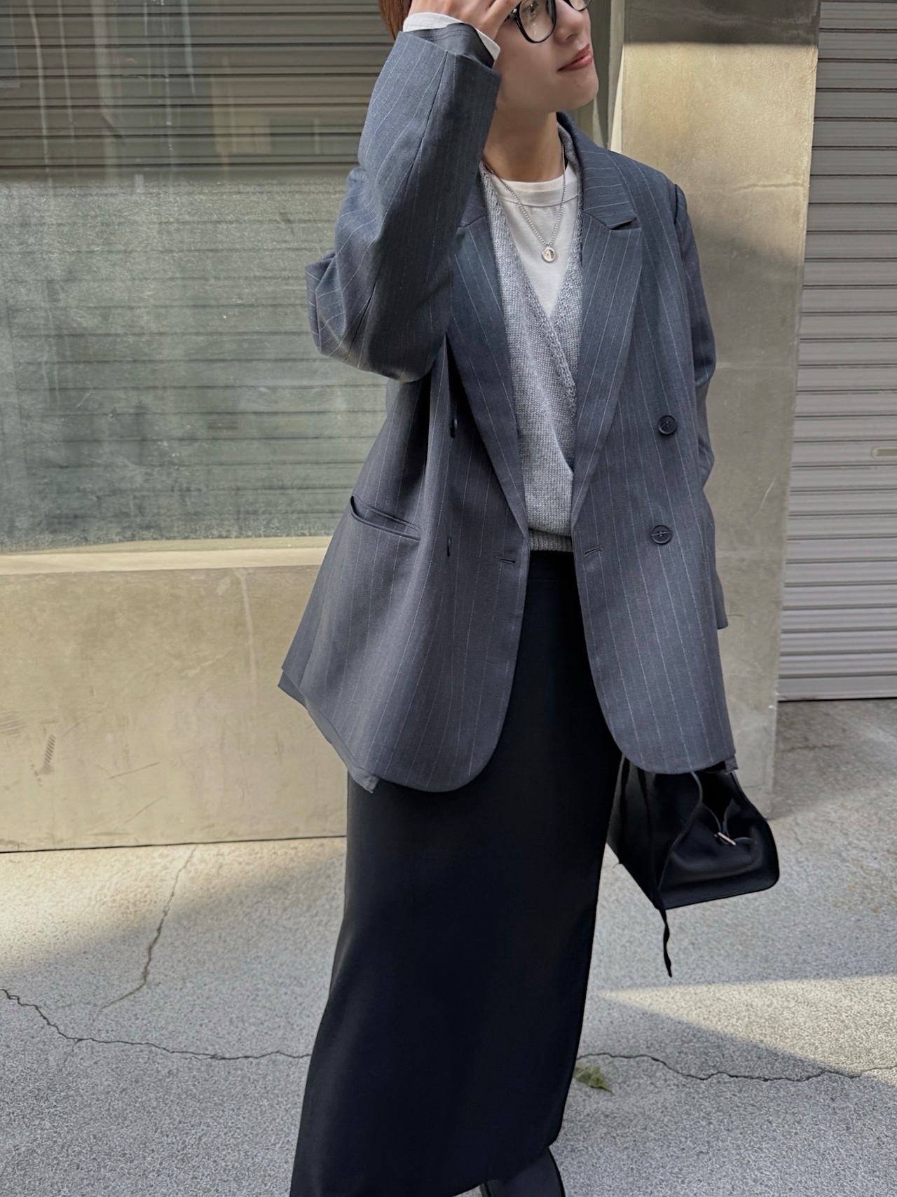 peaked lapel hem docking JKT