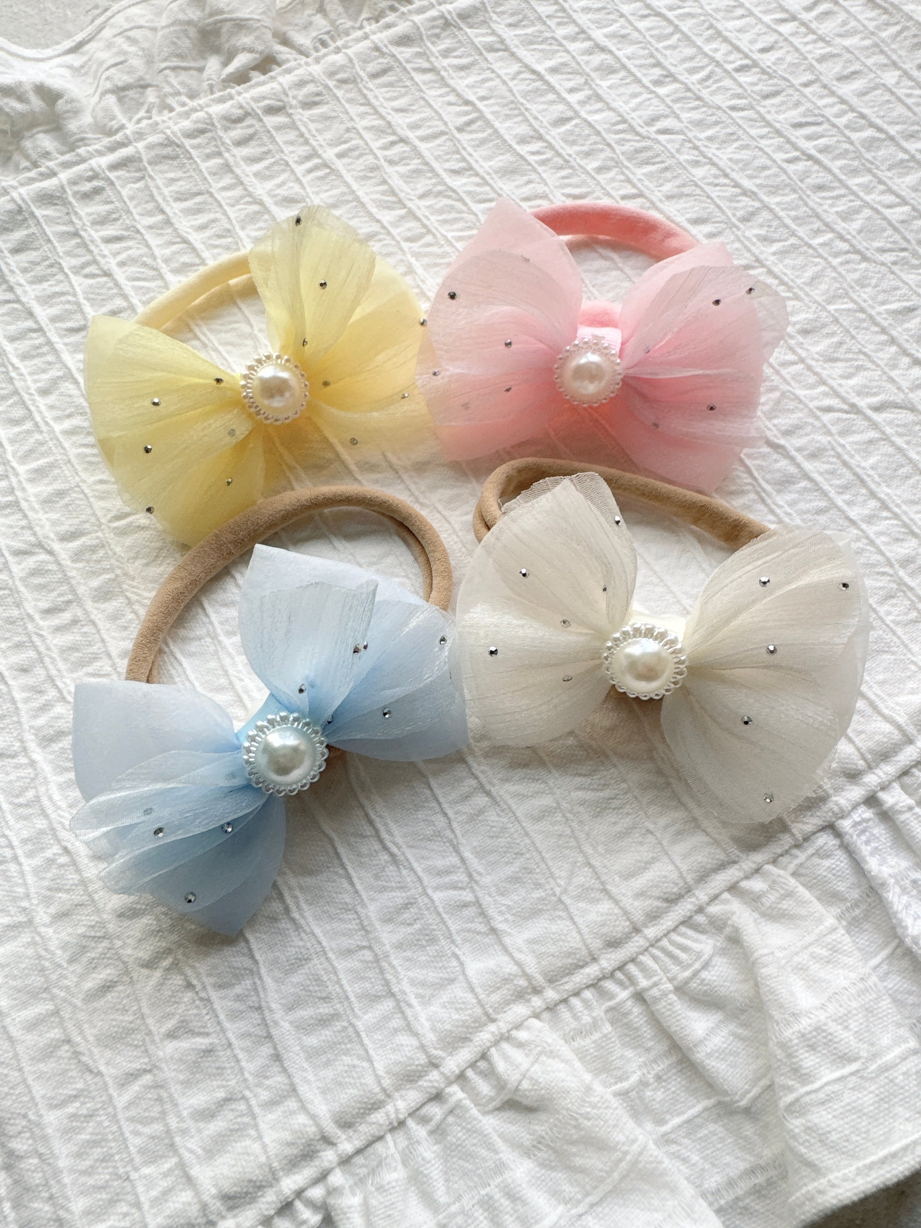 パステルリボンヘアバンド（後ろ支え付き）