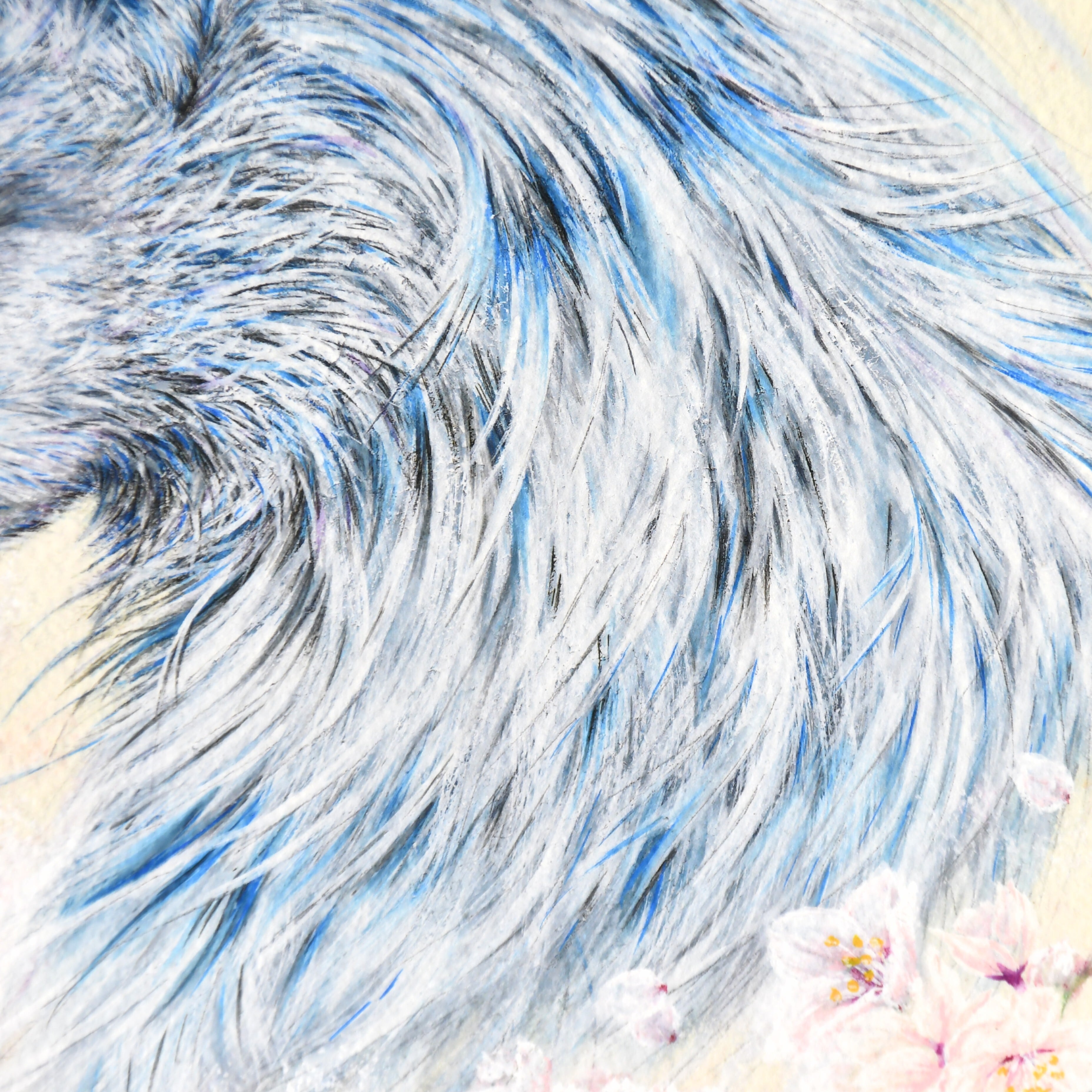 桜を纏うオオカミの絵画：[春愁] （額装なし） | PAY ID